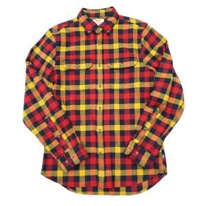 FjallRaven Red Yellow Black Plaid Skog Shirt Button Down Soft Flannel Sz M